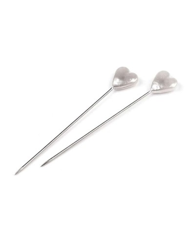 Alfileres Perla Corazón (12 uds) Marfil nacarado