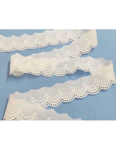 Puntilla batista bordada blanca (4,5cm) Ondas