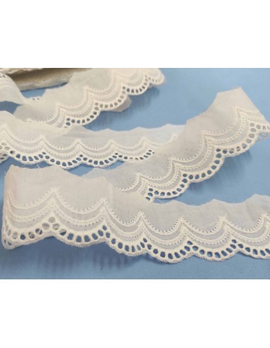 Puntilla batista bordada marfil (4,5cm) Ondas