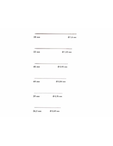 Agujas para coser piel de Cose - MEDIDAS