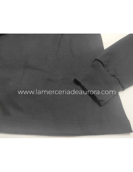 Camiseta hombre semicisne 1151 de Asman - NEGRO - DETALLE PUÑO y BAJO CAMISETA