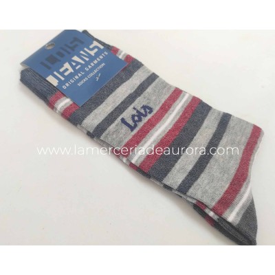 Calcetín caballero algodón sin costuras Rayas de Lois 2