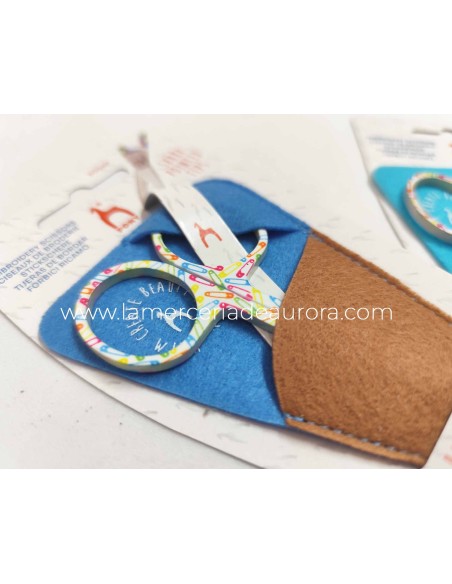 Tijera bordar (9,5cm) Imperdibles con funda de fieltro de Pony