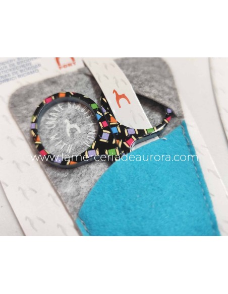 Tijera bordar (9,5cm) Hilos con funda fieltro de Pony