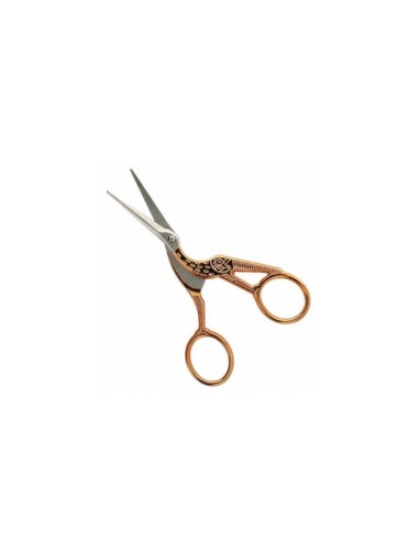 Tijera bordar Cigüeña bañada oro rosa (11,5cm) de Opry
