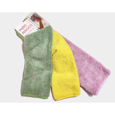 Paños mágicos (3 uds) de microfibra Verde, amarillo y malva
