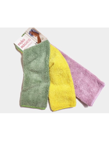 Paños mágicos (3 uds) de microfibra Verde, amarillo y malva