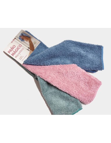 Paños mágicos y ecológicos (3 uds) de microfibra Azul, rosa y verde