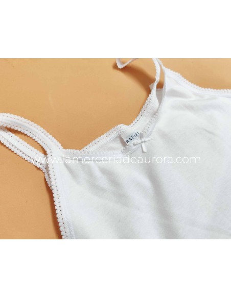 Camiseta niña algodón sin costuras tirante fino 2305 de Rapife - DETALLE PARTE SUPERIOR Camiseta niña algodón sin costuras tirante fino 2305 de Rapife - DETALLE PARTE SUPERIOR