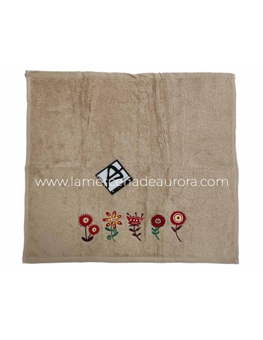 Juego 3 paños de cocina rizo algodón bordado Flower de Ajuar - DETALLE
