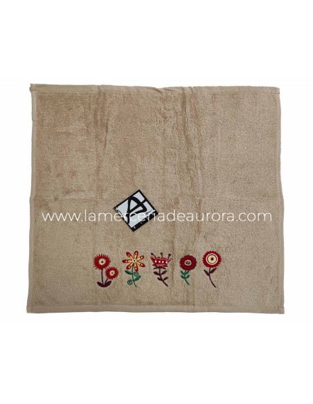 Juego 3 paños de cocina rizo algodón bordado Flower de Ajuar - DETALLE