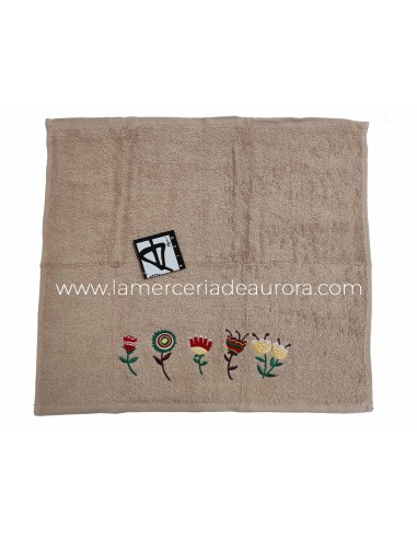 Juego 3 paños de cocina rizo algodón bordado Flower de Ajuar - DETALLE