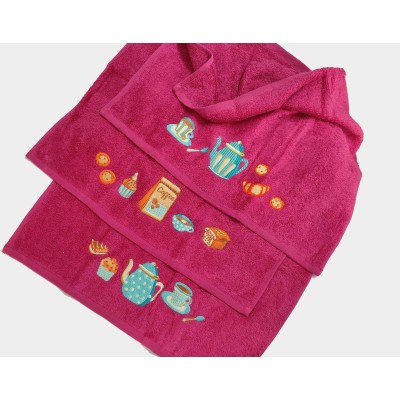 Juego 3 paños de cocina rizo algodón bordado Coffee de Ajuar