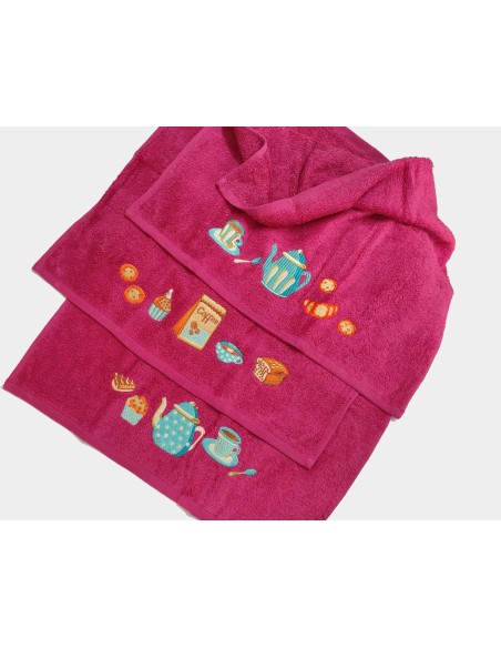 Juego 3 paños de cocina rizo algodón bordado Coffee de Ajuar