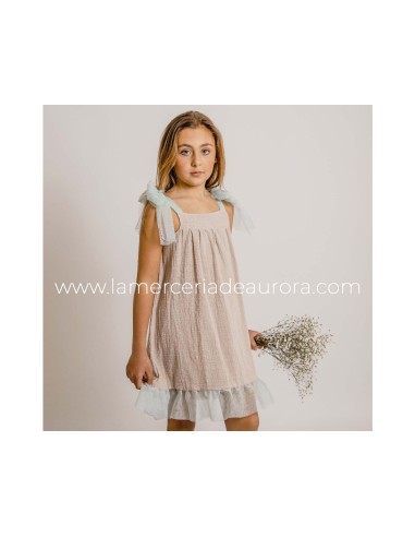Camisón Comunión niña Lino y tul de Calamaro