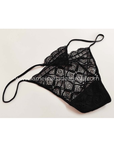 Tanga hilo encaje 143 de Naiara Premium - NEGRO