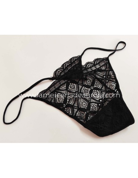 Tanga hilo encaje 143 de Naiara Premium - NEGRO