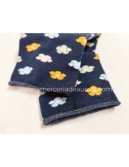 Calcetines mujer algodón sin costuras puño rulo Flores 6750L de Rodfer - AZUL MARINO Calcetines mujer algodón sin costuras puño rulo Flores 6750L de Rodfer - AZUL MARINO