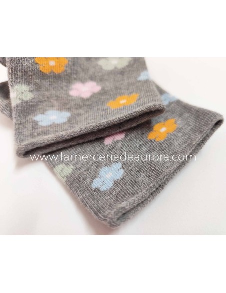 Calcetines mujer algodón sin costuras puño rulo Flores 6750L de Rodfer - GRIS Calcetines mujer algodón sin costuras puño rulo Flores 6750L de Rodfer - GRIS