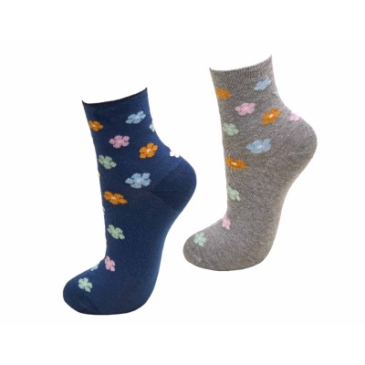 Calcetines mujer algodón sin costuras puño rulo Flores 6750L de Rodfer