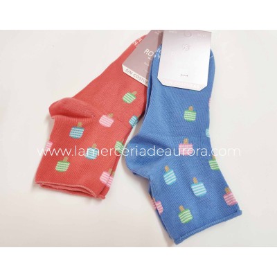 Calcetines mujer algodón sin costuras puño rulo Helados de Rodfer 2