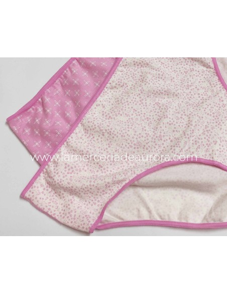 Braga midi algodón fantasía (2 uds) 685 de Naiara - FLORES Y CRUCES ROSA Y BLANCO