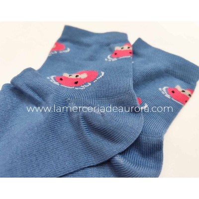 Calcetines mujer algodón sin costuras Hipo 5132 de Rodfer - AZULÓN 2