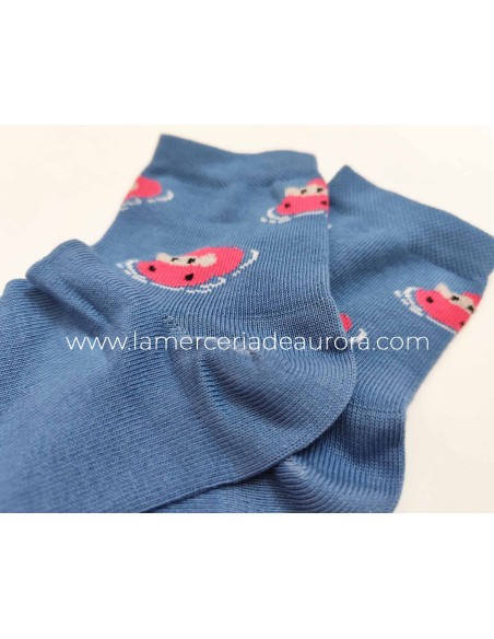 Calcetines mujer algodón sin costuras Hipo 5132 de Rodfer - AZULÓN