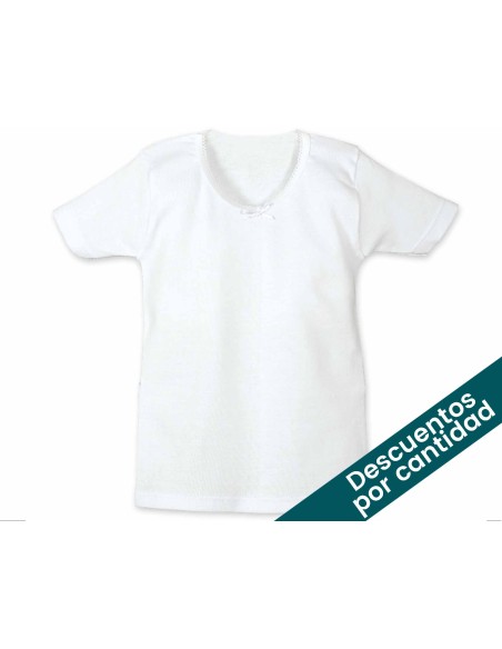 Camiseta interior niña algodón sin costuras manga corta K6504 de Calamaro