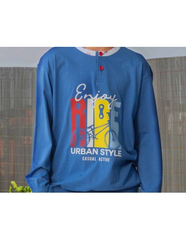 Pijama largo juvenil entretiempo Enjoy Ride 253010 de Muslher - DETALLE CAMISETA