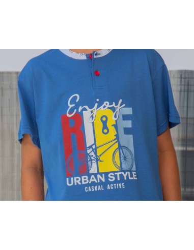 Pijama corto juvenil Enjoy Ride 253009 de Muslher - DETALLE CAMISETA