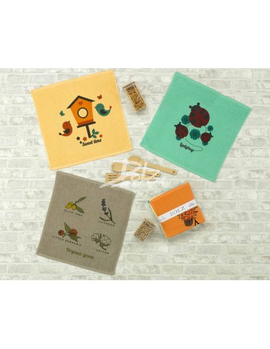 Paños de cocina rizo algodón estampados (pack 3 uds) E177 de Dolz