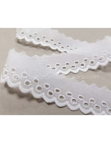 Puntilla batista bordada Blanca (2,5 cms) Luz