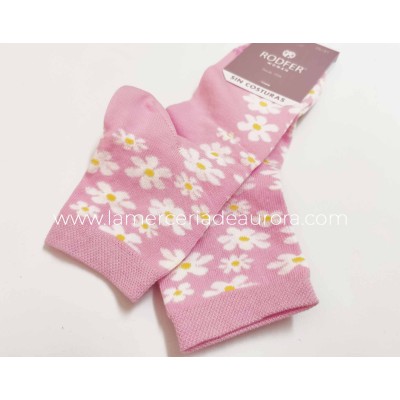 Calcetines mujer algodón sin costuras Margaritas de Rodfer 2