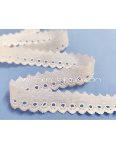 Puntilla batista bordada blanca (2 cms) Luz