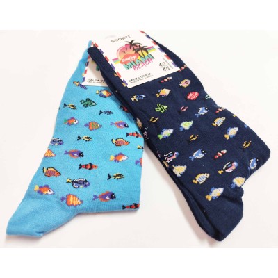 Calcetines hombre algodón sin costuras Peces de Scopri -...