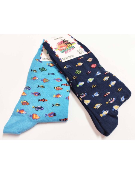 Calcetines hombre algodón sin costuras Peces de Scopri - 2 colores