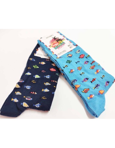 Calcetines hombre algodón sin costuras Peces de...