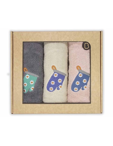 Estuche 3 paños cocina rizo algodón Manopla de Barceló