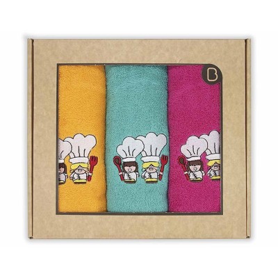 Estuche 3 paños cocina rizo algodón Chef de Barceló