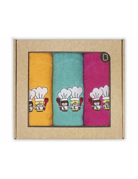Estuche 3 paños cocina rizo algodón Chef de Barceló