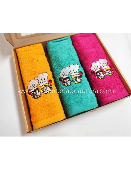 Estuche 3 paños cocina rizo algodón Chef de Barceló