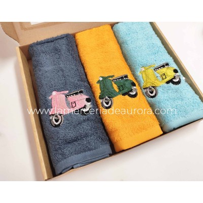 Estuche 3 paños cocina rizo algodón Vespa de Barceló 2