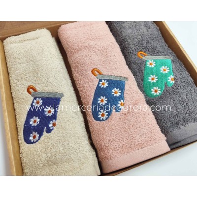 Estuche 3 paños cocina rizo algodón Manopla de Barceló 2