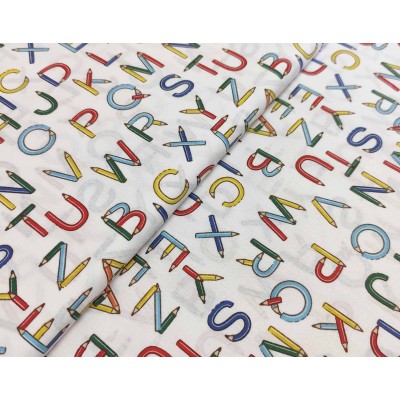Tela algodón estampada Abecedario de lápices (ancho 145cm)