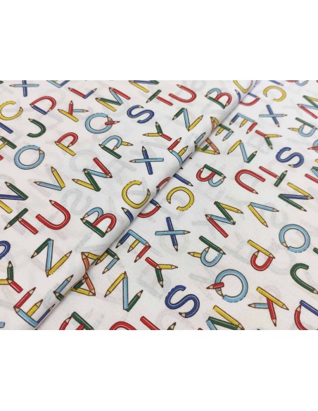 Tela algodón estampada Abecedario de lápices (ancho 145cm)