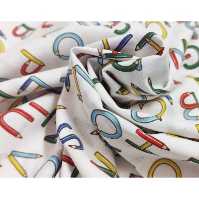 Tela algodón estampada Abecedario de lápices (ancho 145cm) 2