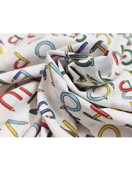 Tela algodón estampada Abecedario de lápices (ancho 145cm)