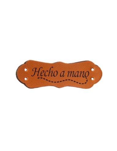 Etiquetas polipiel Marrón con forma (25 uds) "Hecho a mano"