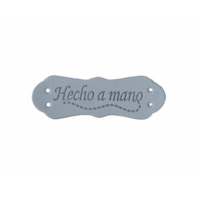 Etiquetas polipiel Gris azulado con forma (25 uds) "Hecho a mano"